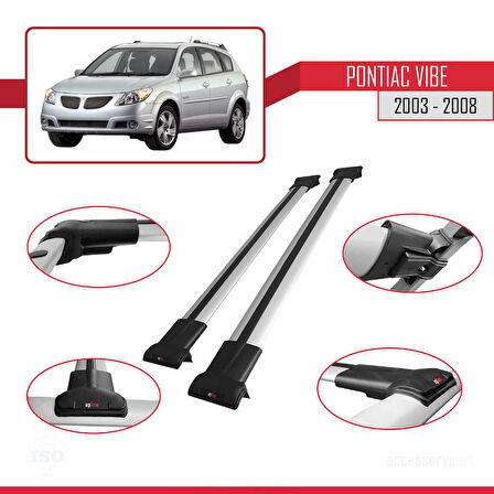 Pontiac Vibe 2003-2008 Arası ile Uyumlu FLY Model Ara Atkı Tavan Barı Gri 2 Adet