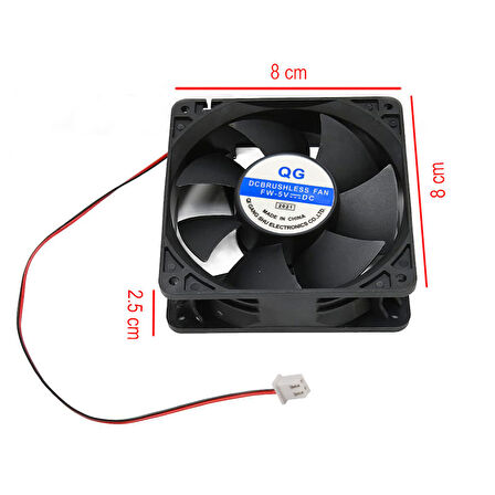 5v 8cm 2 pinli fan 8cm x 8cm x 2.5cm DC 5v fan 