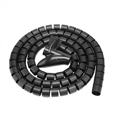 Kablo düzenleyici Spiral kablo toplayıcı Çapı 20mm Siyah 1.5m