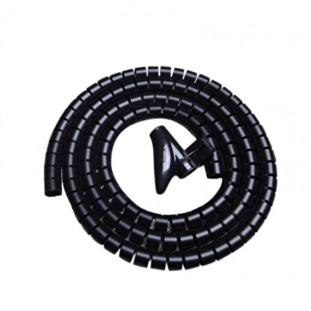 Kablo düzenleyici Spiral kablo toplayıcı Çapı 20mm Siyah 1.5m