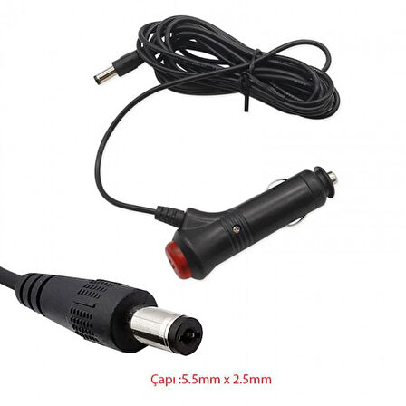 12/24v 5A araç şarj adaptörü gps süpürge için 5.5mm 2.5 mm jak uçlu adaptör