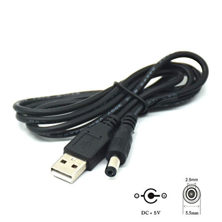 Usb 2.0 DC 5.5mm x 2.5mm güç kablosu 5v2A USB power güç kablosu