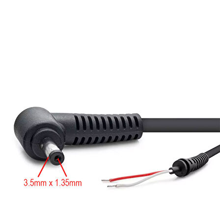3.5mmx1.35mm 90° L tipi notebook adaptör tamir kablosu 