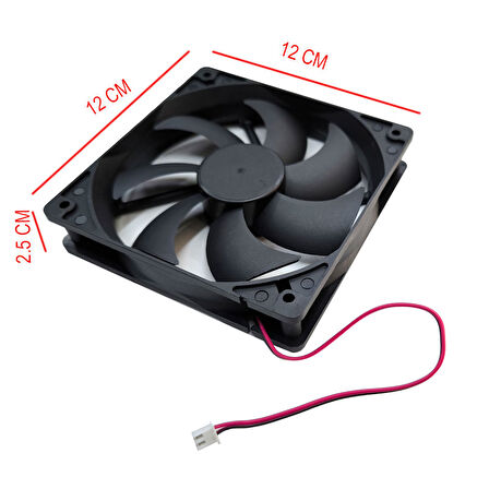 12cm 12v 2 pinli kasa fanı DC 12v 12cmx12cmx2.5cm 2 pinli fan