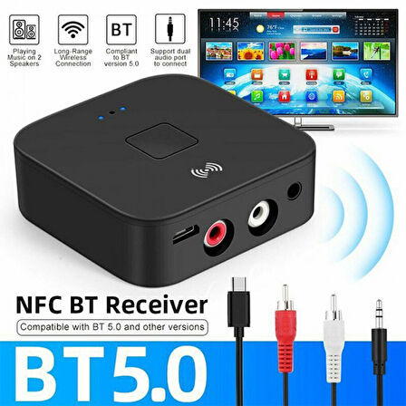 NFC Bluetooth V5.0 kablosuz ses alıcı Adaptör stereo rca bluetooth alıcı