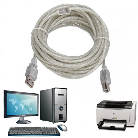 Usb 2.0 Yazıcı kablosu şeffaf prınter yazıcı kablosu 7m