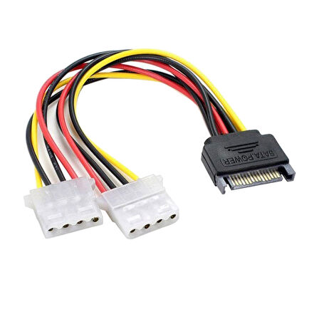 Sata 15 pin erkek power çift Molex 4 pin dişi power çevirici 30cm