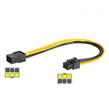 6 Pin PCIe Uzatma Kablosu PCIe 6 Pin Dişi - Erkek Güç Kaynağı Kablosu 30cm