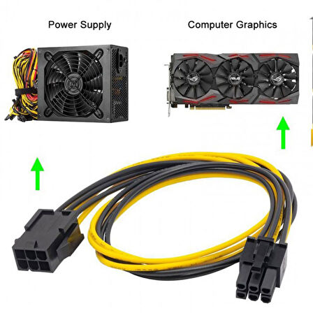 6 Pin PCIe Uzatma Kablosu PCIe 6 Pin Dişi - Erkek Güç Kaynağı Kablosu 30cm