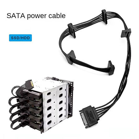 Sata power çoklayıcı splitter 1 erkek 5 dişi sata power çoklayıcı kablo 85cm