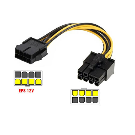 8 pin EPS-12V Erkek - 8 pin Dişi PCI E CPU Güç Uzatma Kablosu 30 cm
