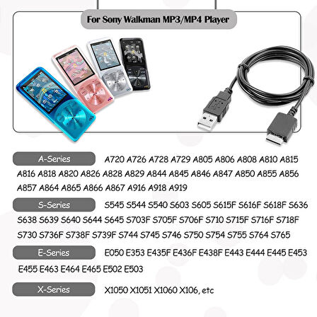 Sony Walkman Uyumlu mp3 mp4 için şarj ve data kablosu 