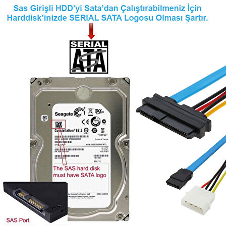 7 Pin SATA Serial ATA to 29Pin SAS SFF-8482 Çevirici Kablo 70cm