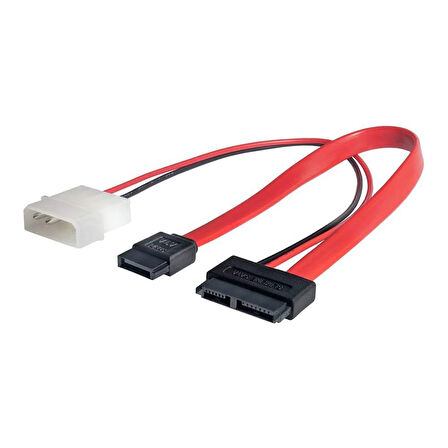 mini sata Slimline SATA 6+7 13 pin to sata 4 pin molex power kablo 50cm
