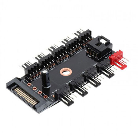 4-3 Pinli Fan Çoklayıcı HUB PWM Fan Kontrolcüsü 10 Port 12V PC Fan çoklayıcı