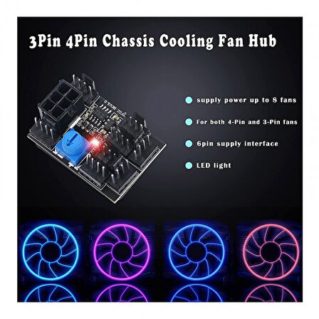 DC 12v 3pin 4 pin 8 kanallı PC fan hız kontrolü modülü 