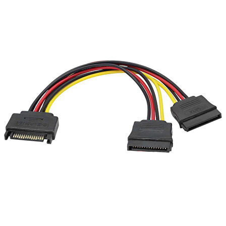 15 pin sata erkek power to 2x 15 pin sata dişi Y power kablo 30 cm