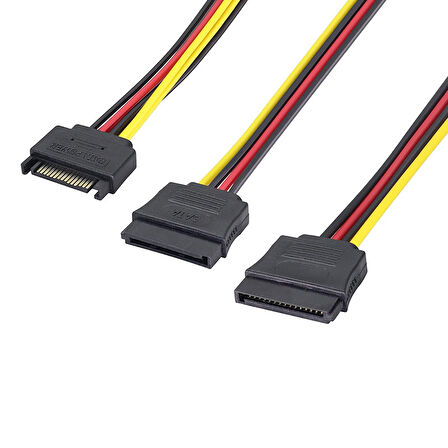 15 pin sata erkek power to 2x 15 pin sata dişi Y power kablo 30 cm