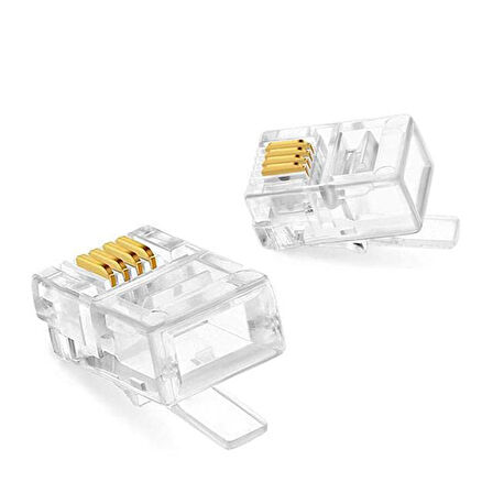 6P4C RJ11 4 Pinli Konnektör 4pinli Telefon Kablo Ucu 100'lü Paket