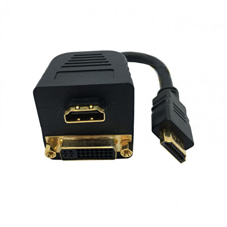 Hdmı erkek to DVI 24+5 dişi + hdmı dişi pasif Y ayırıcı kablo 20 cm