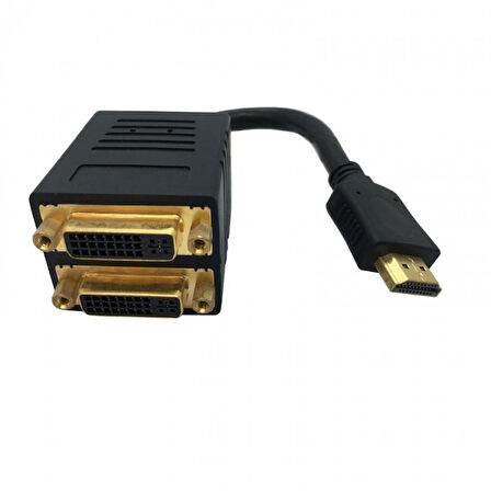 Hdmı erkek to 2xDVI 24+5 dişi pasif splitter çevirici kablo 20cm