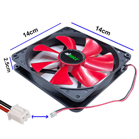 14 cm 12v 2 pinli fan 14*14*2.5cm ölçülerinde 12 volt 2 pimli soğutucu fan
