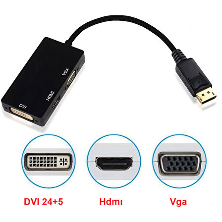 Display port to DVI VGA HDMI çevirici dönüştürücü aparat