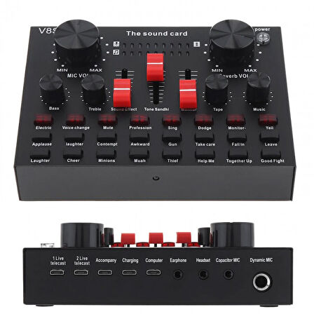 V8s Canlı yayın Ses Kartı Kondenser mikrofon Bluetooth mikser set