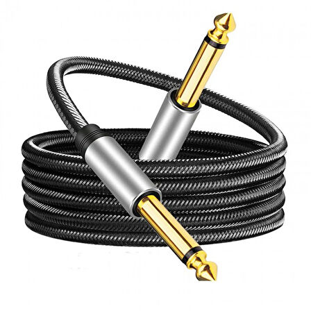 Gitar anfi ara bağlantı kablosu 6,35mm mono TS jaklı kablo 3m