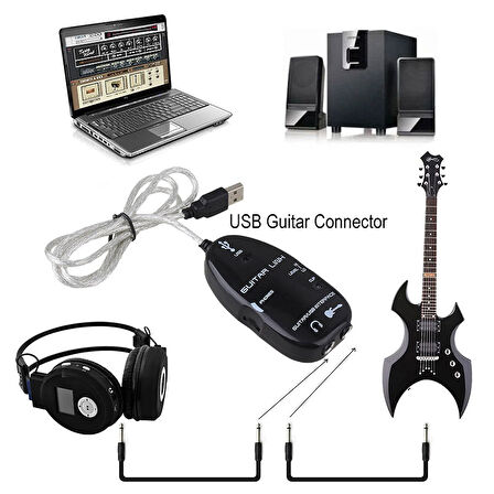 USB Gitar Link Kablosu USB Arayüz Kablosu Ses Bağlantısı PC Kayıt Adaptörü
