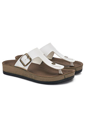 Günlük Kadın Erkek Yetişkin Mantar Taban Desenli Tokalı Ayarlanabilir Parmak Arası Terlik 34158 - 77