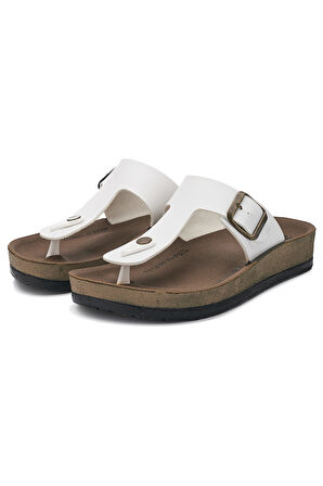 Günlük Kadın Erkek Yetişkin Mantar Taban Desenli Tokalı Ayarlanabilir Parmak Arası Terlik 34158 - 77