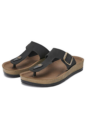 Günlük Kadın Erkek Yetişkin Mantar Taban Desenli Tokalı Ayarlanabilir Parmak Arası Terlik 34158 - 77