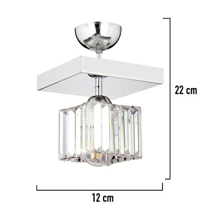 RİVİA KROM KAPLAMA PLAFONYER TAŞLI SALON AVİZE
