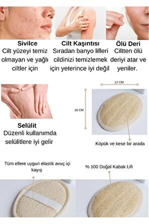 Doğal Selülit Peeling Banyo Kabak Lifi  Yüz & Vücut Kesesi