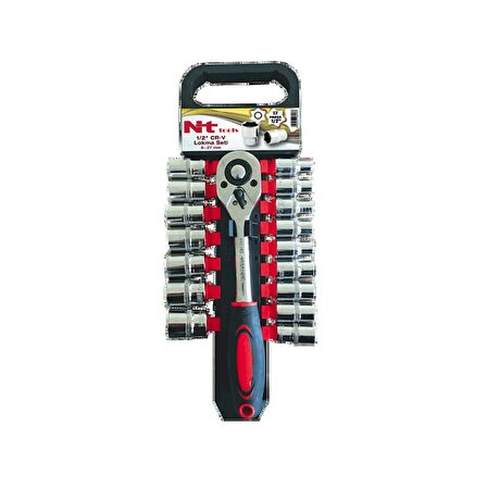 NTTools NCSET71 17 Parça 1/2" Altı Köşe CR-V Lokma Seti