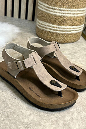  Günlük Kadın Terlik Tek Parmak Arası Rahat Mantar Taban Tokalı Ayarlanabilir Sandalet 148 - 34170 