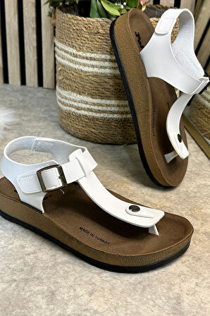  Günlük Kadın Terlik Tek Parmak Arası Rahat Mantar Taban Tokalı Ayarlanabilir Sandalet 148 - 34170 