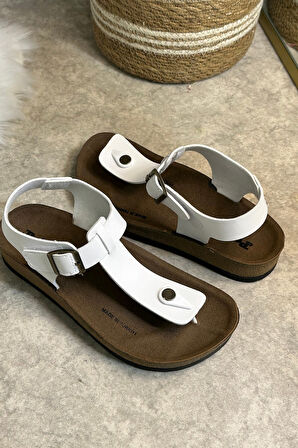  Günlük Kadın Terlik Tek Parmak Arası Rahat Mantar Taban Tokalı Ayarlanabilir Sandalet 148 - 34170 