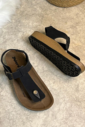  Günlük Kadın Terlik Tek Parmak Arası Rahat Mantar Taban Tokalı Ayarlanabilir Sandalet 148 - 34170 