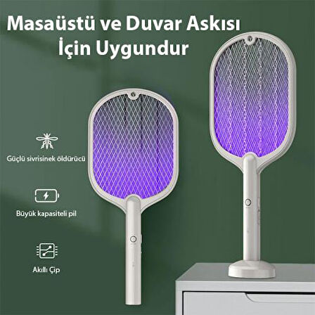 Coofbe Çok Katmanlı  UV Işıklı Şarjlı 3000V Elektrikli Sivrisinek Öldürücü Sinek Kovucu Raket 