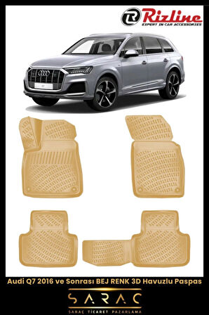 Rizline Audi Q7 2016 Model BEJ 3D Havuzlu Paspas