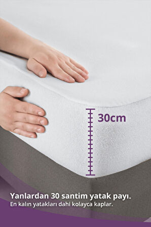 Vavey Pamuklu Fitted 150 x 200 Su Geçirmez Alez Beyaz