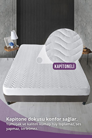 Vavey %100 Garantili Kapitone Fitted 160 x 200 Su Geçirmez Alez Beyaz