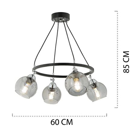Flora 4 Lü Krom Detaylı Modern Yatak Odası Mutfak Oturma Odası Salon Avize 