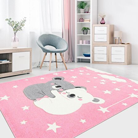 Sevimli Koala Figürlü Dijital Baskı Kaymaz Taban Yıkanabilir Çocuk Odası Halısı