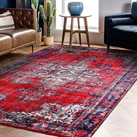 Eskitme Klasik Desen Kaymaz Taban Yıkanabilir Dijital Baskı Halı