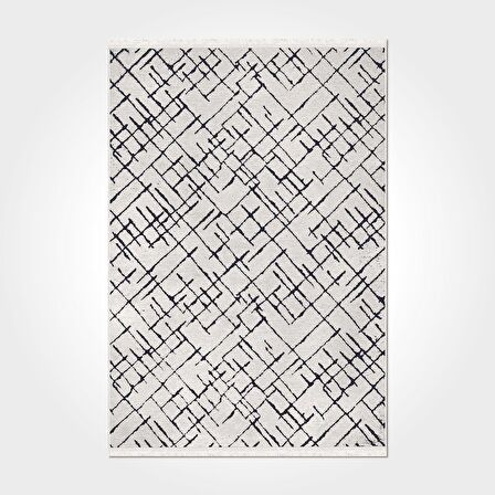 Çizgili Açık Gri Kaymaz Tabanlı Pamuk Dokuma Kilim