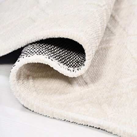 Krem Kadife Dokuma Şönil Kilim