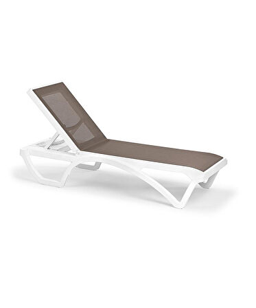 Omnipazar SY-2534 Beyaz-Kahve Royal Fileli Lüks Şezlong 2'li Set